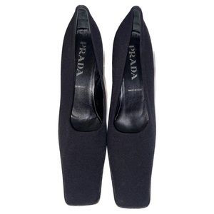 VINTAGE Prada elongated square toe kitten heel in black